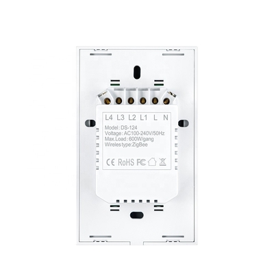 2.4GHz Smart 4 Gang Light Switch 0.6kg Wifi Light Switch No Neutral Zigbee