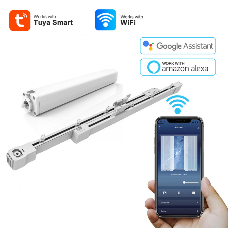 Electroplated Adjustable Curtain Track And Super Silent Electric Motor With Remote Control