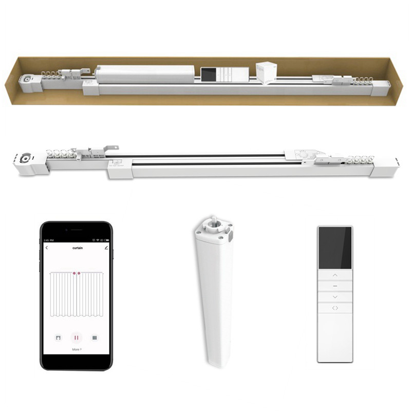 White Aluminum Accurate Roller Smart Electric Curtain Opener Track For Balcony