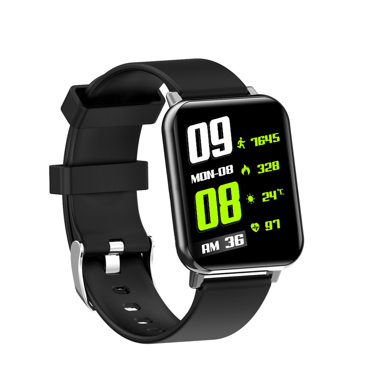 Black Waterproof Smart Watch Life Monitoring Assistant Voice Control Home Device