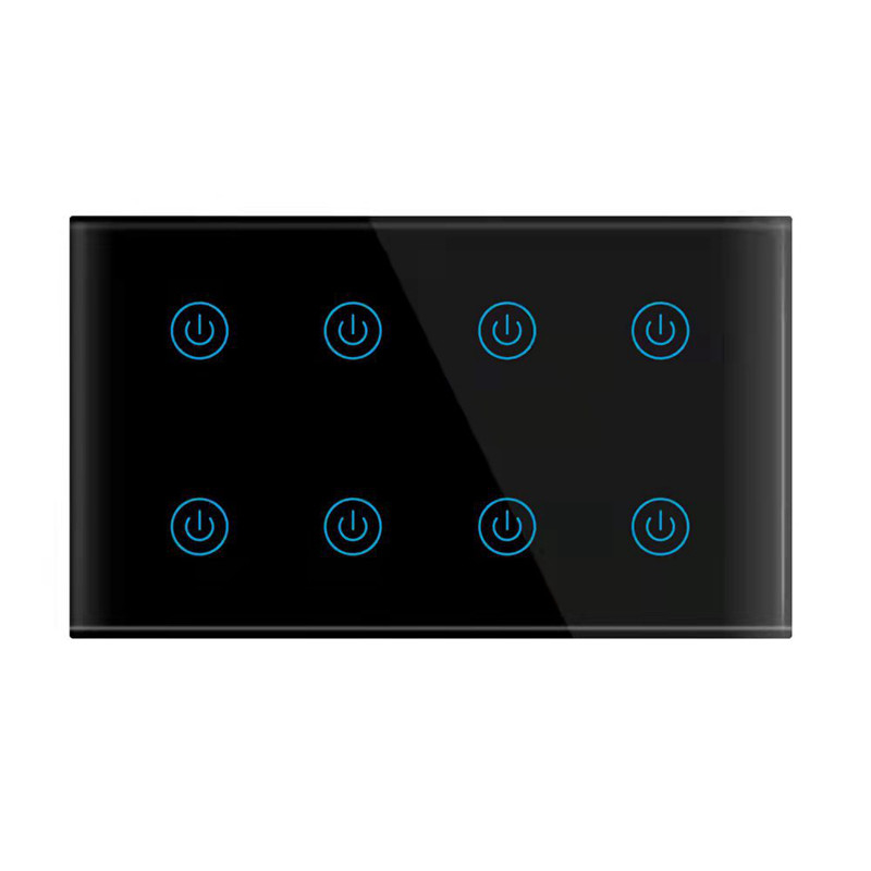 250V Smart Light Switch Wall Remote Control 8 Gang Touch Panel Switch UK EU Gold White Black