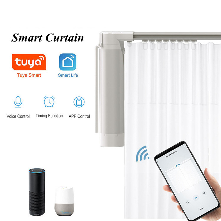 2.2m Kits Motorized Curtain Rod Diy Google Home Remote Control Curtain Rail