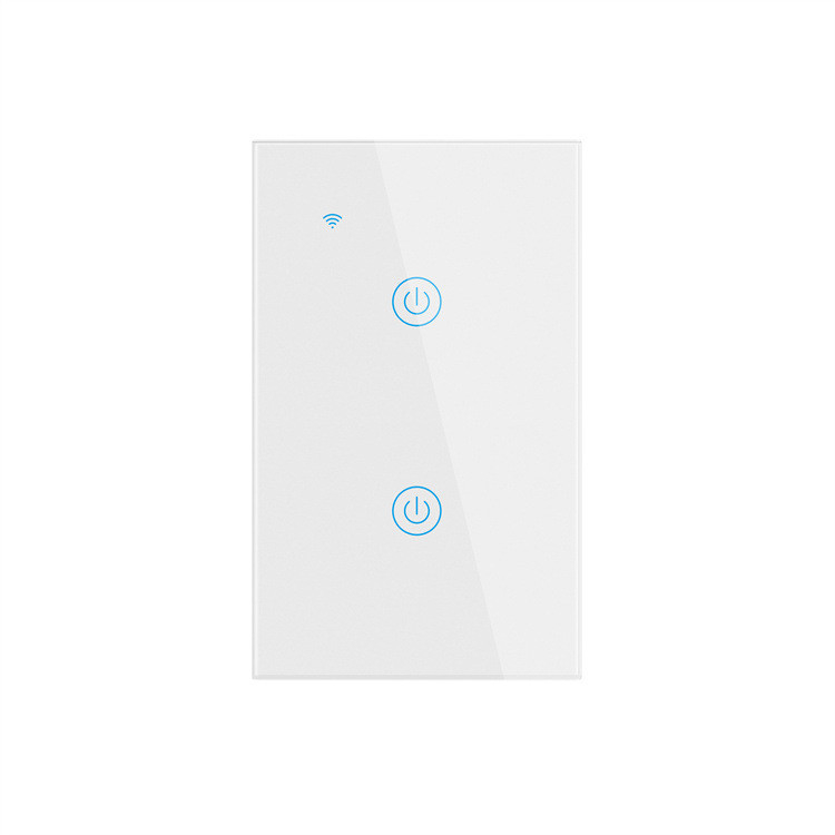 0.1mW Wifi Light Smart Switch 2 Gang Touch Wall On Off Waterproof