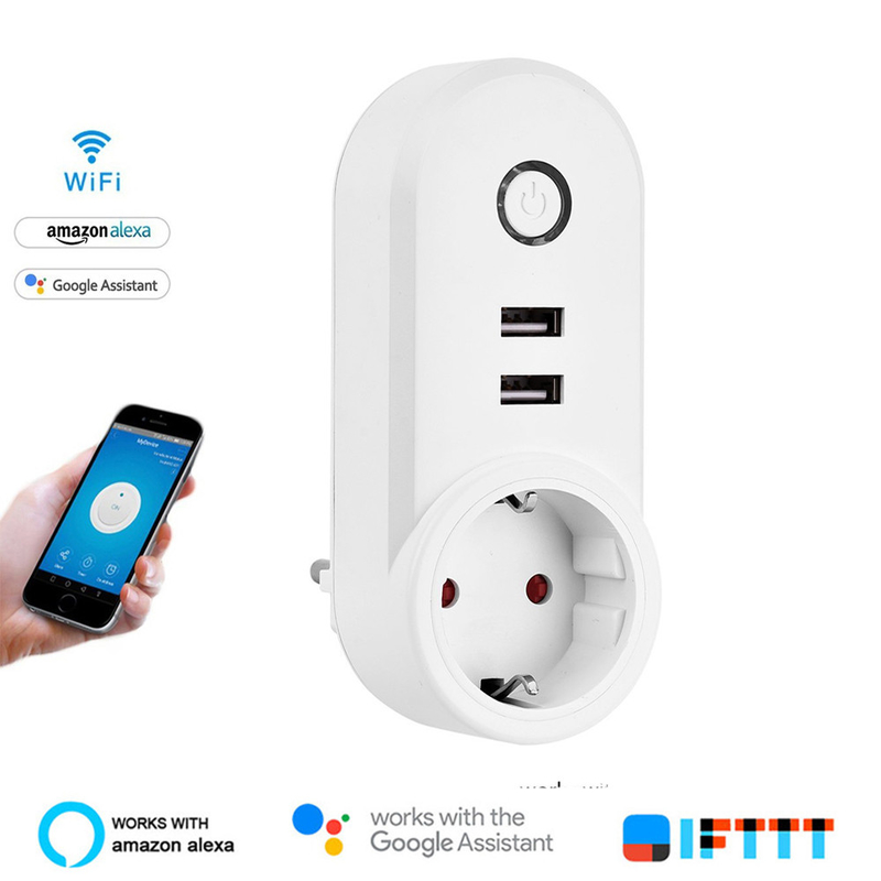 16A Wireless Wifi Smart Plug CE 2.4GHz Remote Control Power Outlet USB 2.4A