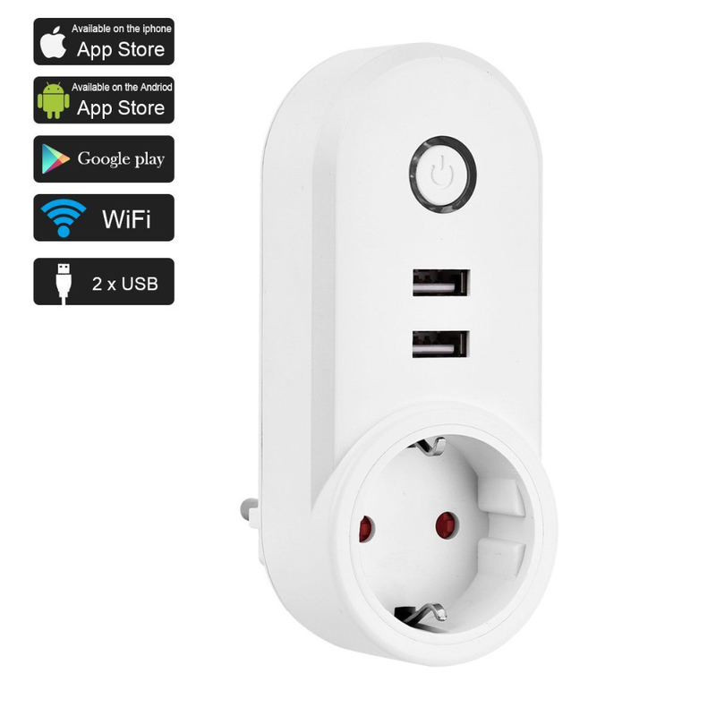 16A Wireless Wifi Smart Plug CE 2.4GHz Remote Control Power Outlet USB 2.4A