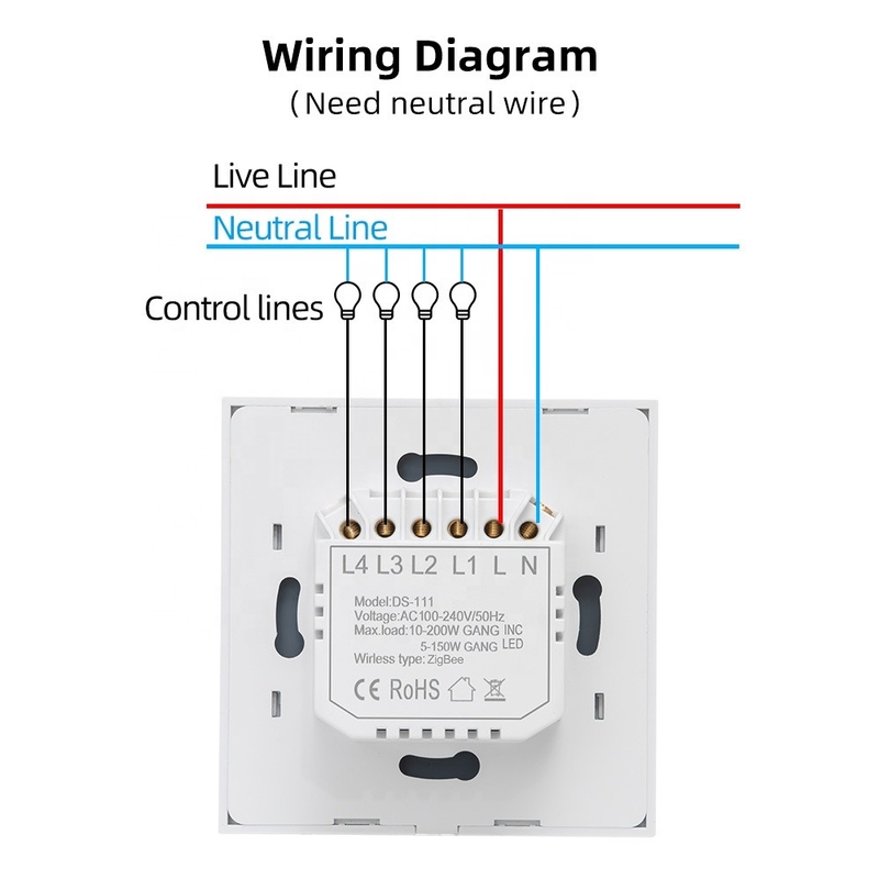 App Control Lifesmart Touch Electrical Zigbee Smart Switch 2 Gang Curtain Switches For Smart Home System