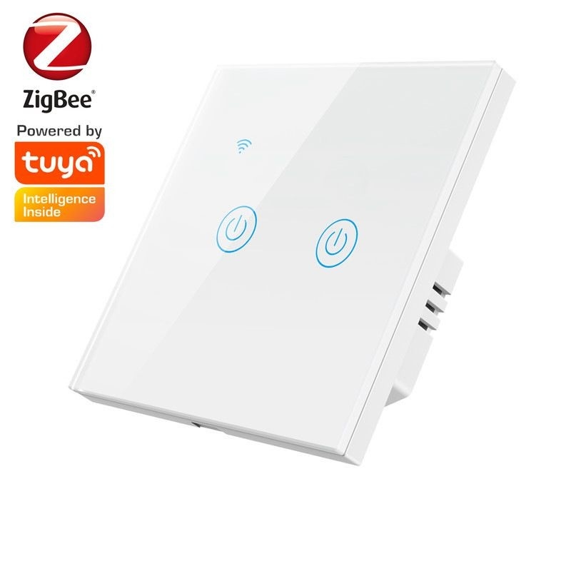 2.4G Bgn Zigbee Smart On Off White EU 2 Gang 1 Way Smart Switch