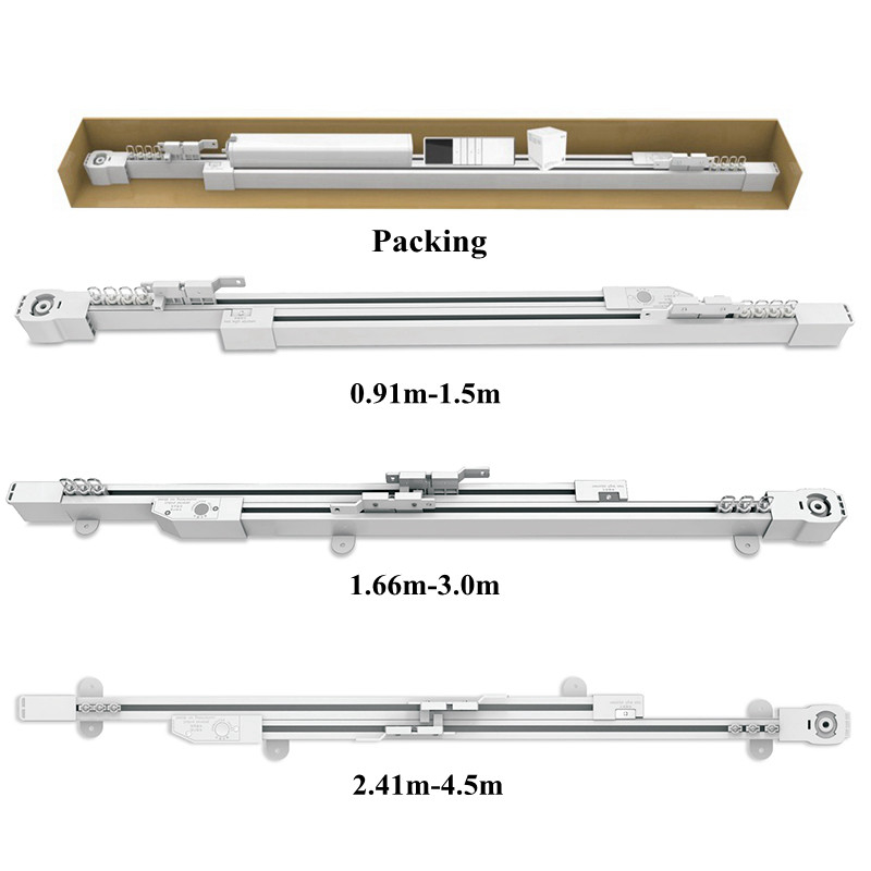 240V Extendable Curtain Track 2.417-4.5m Tuya Motorised Curtain Track