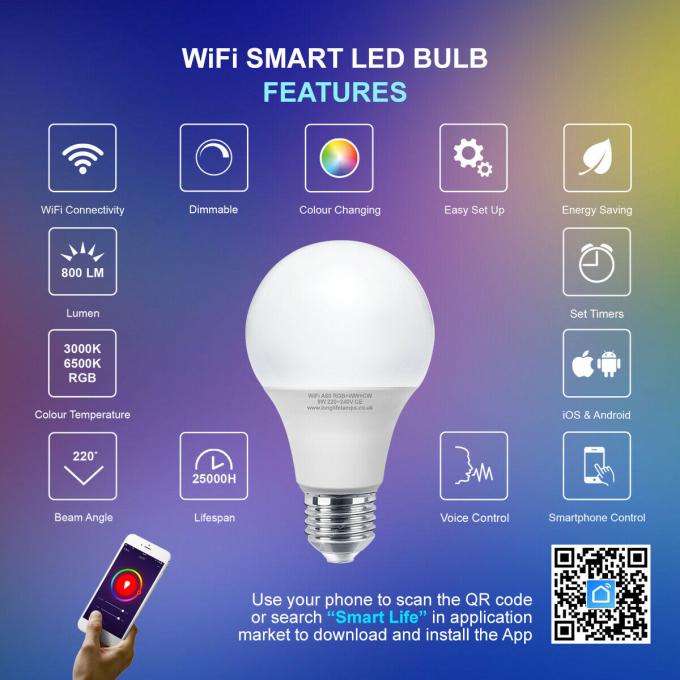 5700K Rgb Wifi Light Bulbs Compatible With Google Home 15W